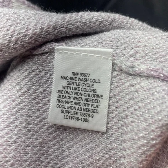 NWT Liz Claiborne White Purple Sparkly Plaid One Button Cardigan Sz PM - Picture 3 of 7